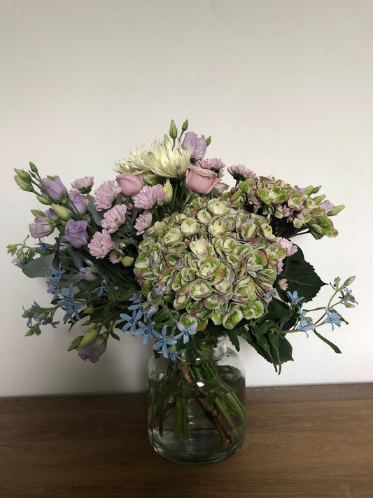 Vintage Flowers with Recycled Glass Vase